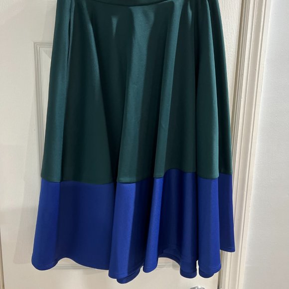 ASOS | Asos Full Midi Skirt in Scuba With Pockets Colorblock - Picture 2 of 5